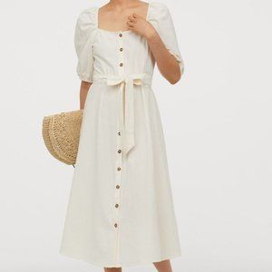 H&M Creped Cotton Dress in Cream